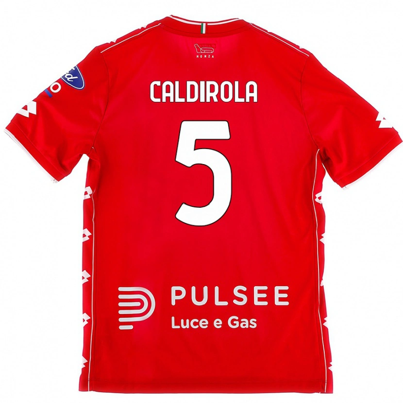 Danxen Homme Maillot Luca Caldirola #5 Rouge Blanc Tenues Domicile 2024/25 T-Shirt