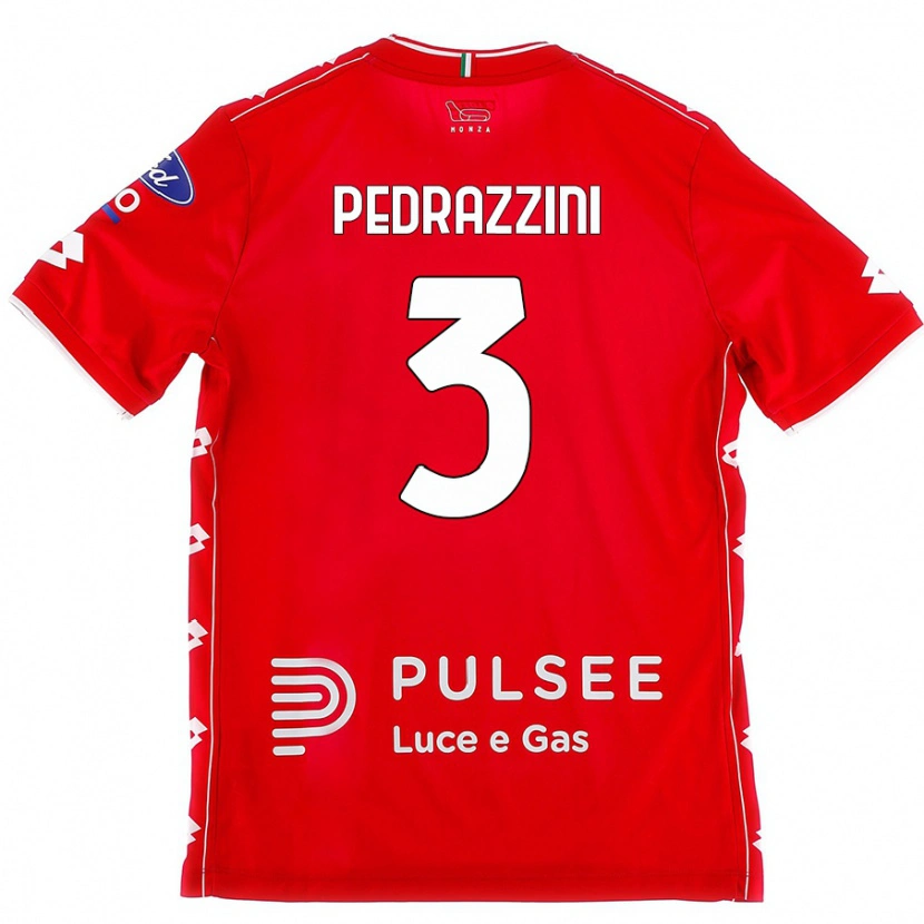 Danxen Homme Maillot Carlo Pedrazzini #3 Rouge Blanc Tenues Domicile 2024/25 T-Shirt