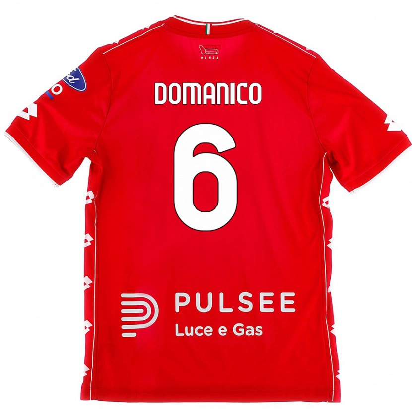 Danxen Homme Maillot Saverio Domanico #6 Rouge Blanc Tenues Domicile 2024/25 T-Shirt