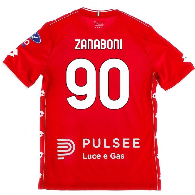 Danxen Homme Maillot Emanuele Zanaboni #90 Rouge Blanc Tenues Domicile 2024/25 T-Shirt