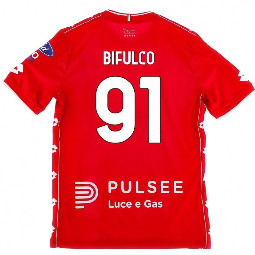 Danxen Homme Maillot Davide Bifulco #91 Rouge Blanc Tenues Domicile 2024/25 T-Shirt