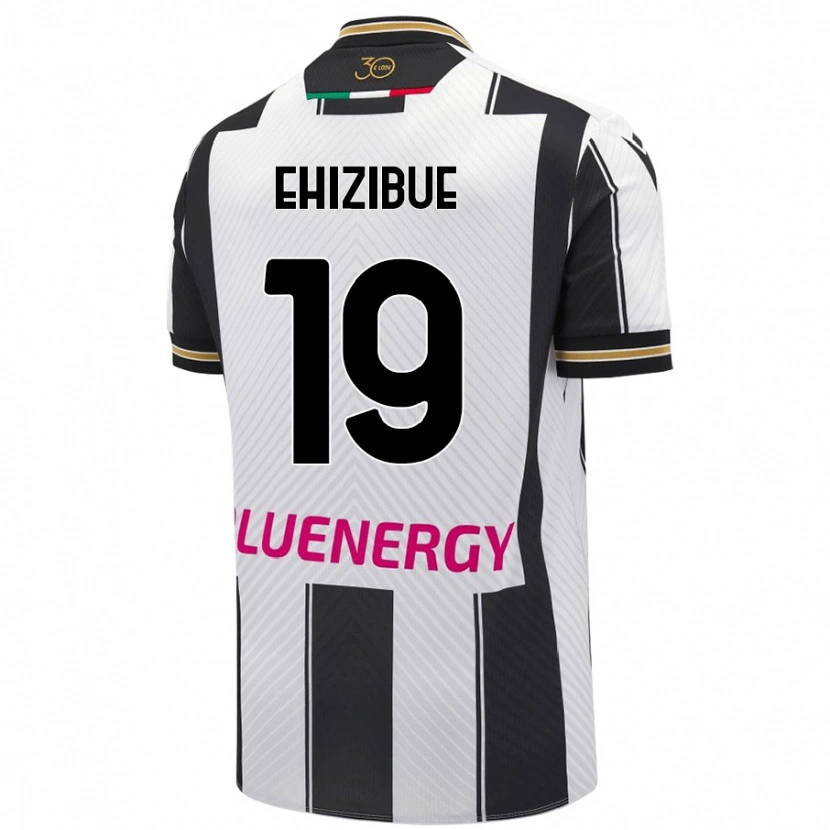 Danxen Homme Maillot Kingsley Ehizibue #19 Blanc Noir Tenues Domicile 2024/25 T-Shirt