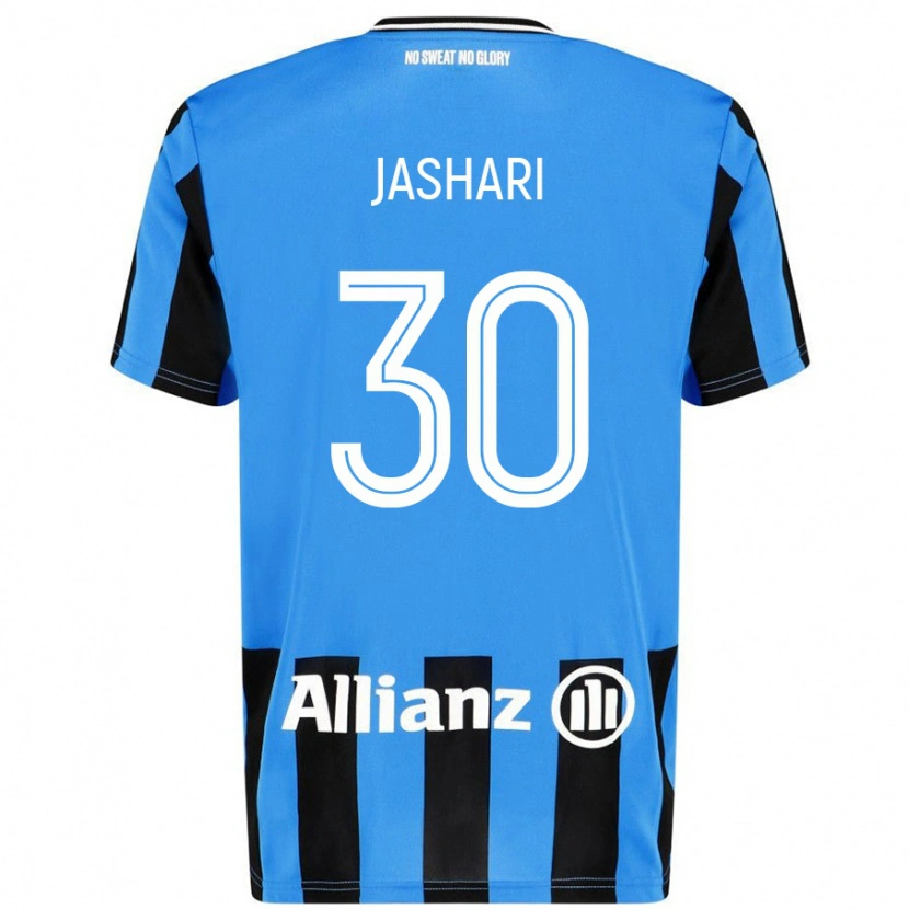 Danxen Homme Maillot Ardon Jashari #30 Bleu Ciel Noir Tenues Domicile 2024/25 T-Shirt
