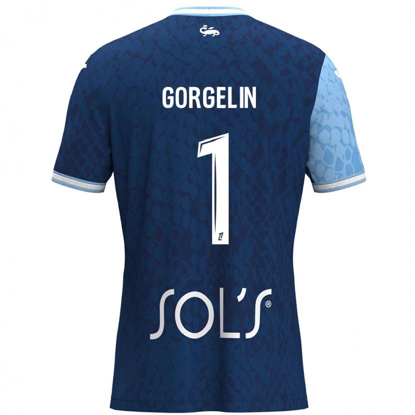 Danxen Homme Maillot Mathieu Gorgelin #1 Bleu Ciel Bleu Foncé Tenues Domicile 2024/25 T-Shirt