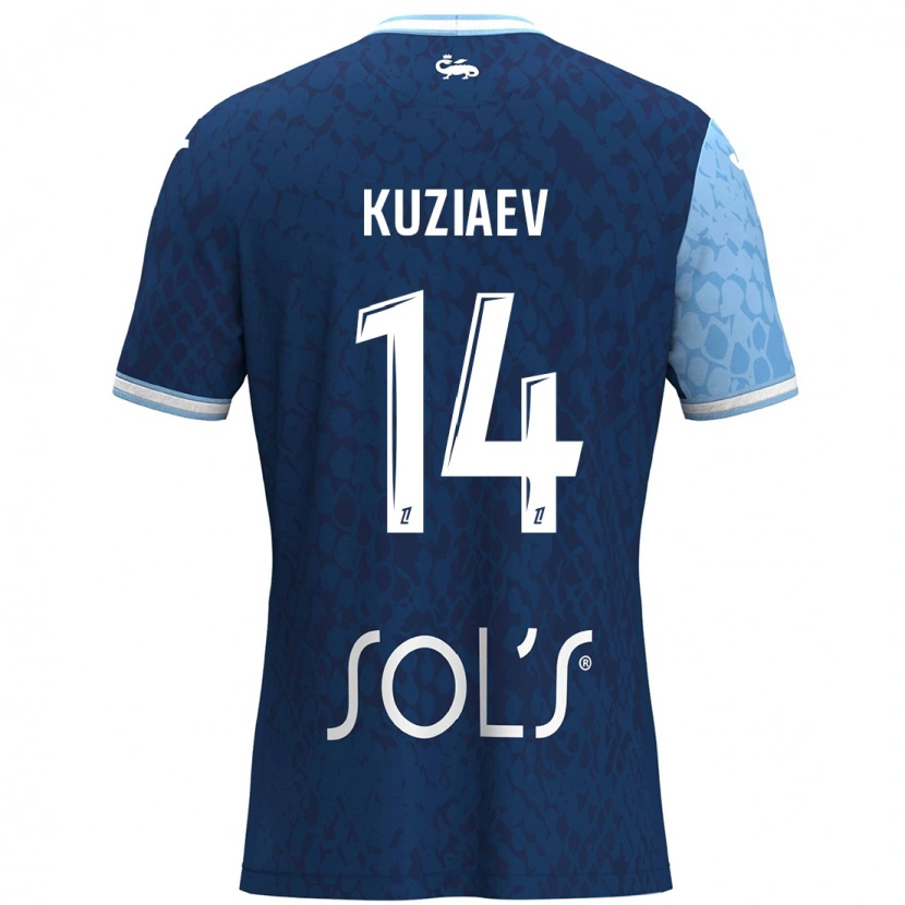 Danxen Homme Maillot Daler Kuzyaev #14 Bleu Ciel Bleu Foncé Tenues Domicile 2024/25 T-Shirt