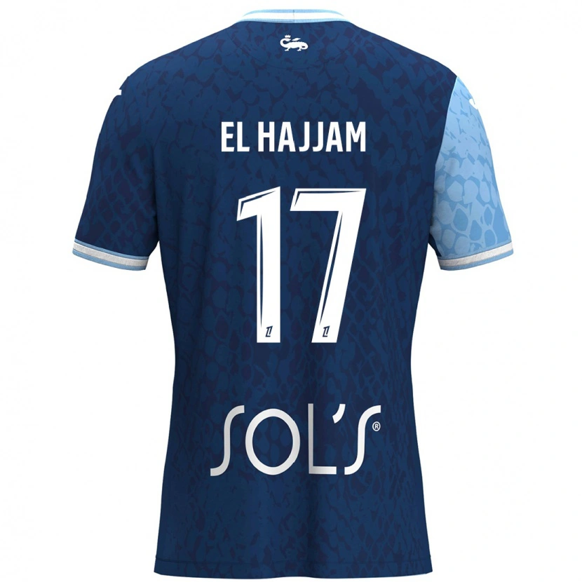 Danxen Homme Maillot Oualid El Hajjam #17 Bleu Ciel Bleu Foncé Tenues Domicile 2024/25 T-Shirt