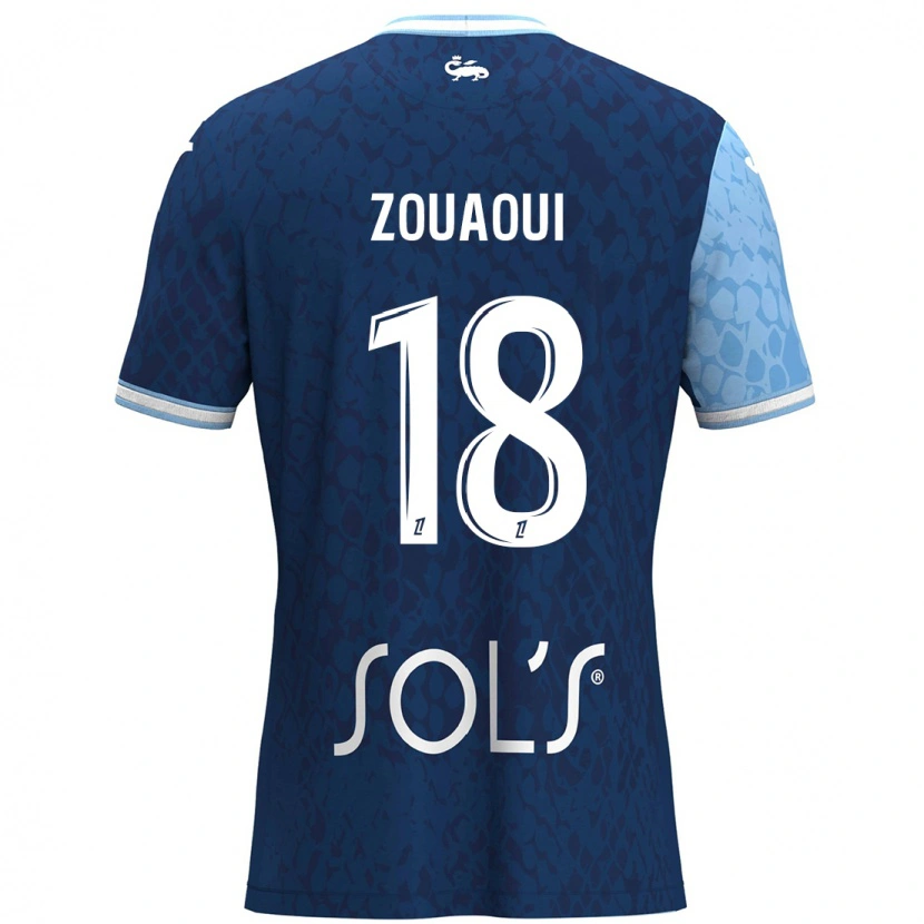 Danxen Homme Maillot Yanis Zouaoui #18 Bleu Ciel Bleu Foncé Tenues Domicile 2024/25 T-Shirt