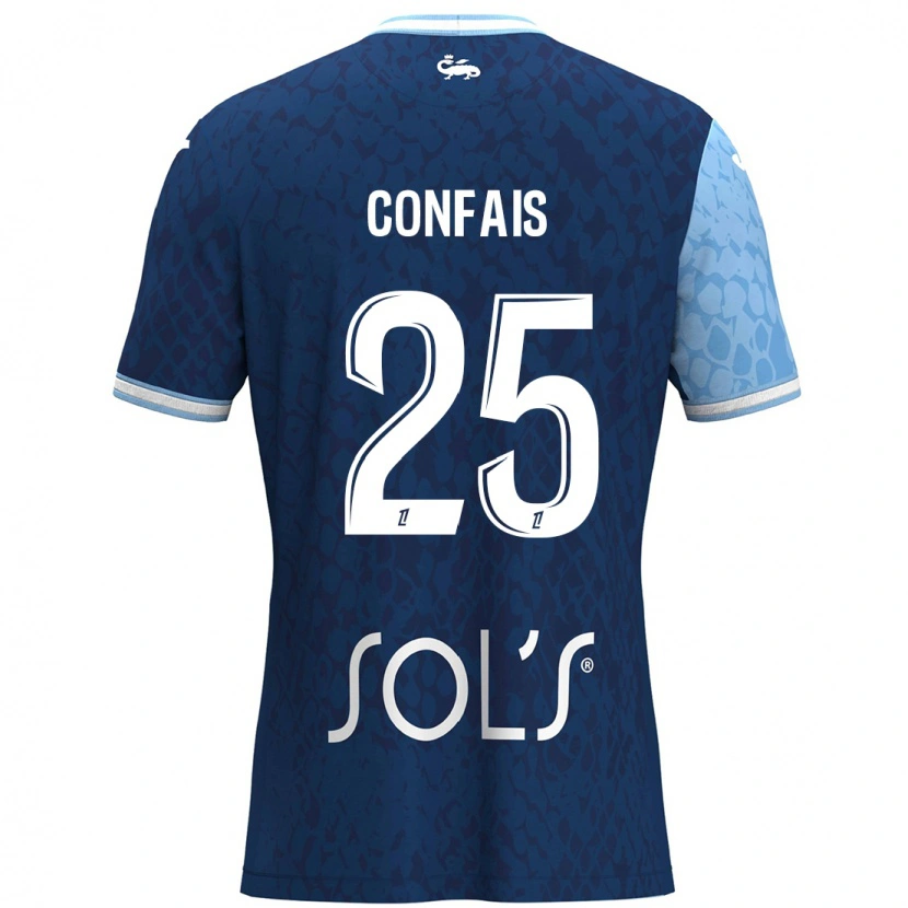 Danxen Homme Maillot Aloïs Confais #25 Bleu Ciel Bleu Foncé Tenues Domicile 2024/25 T-Shirt