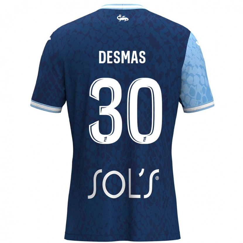 Danxen Homme Maillot Arthur Desmas #30 Bleu Ciel Bleu Foncé Tenues Domicile 2024/25 T-Shirt