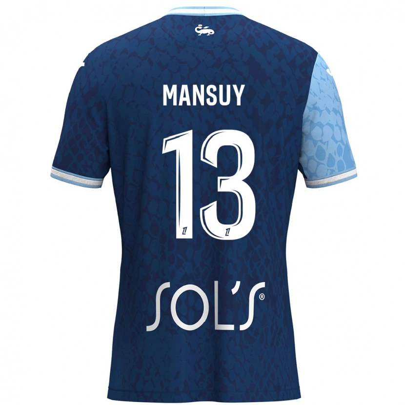 Danxen Homme Maillot Héloïse Mansuy #13 Bleu Ciel Bleu Foncé Tenues Domicile 2024/25 T-Shirt