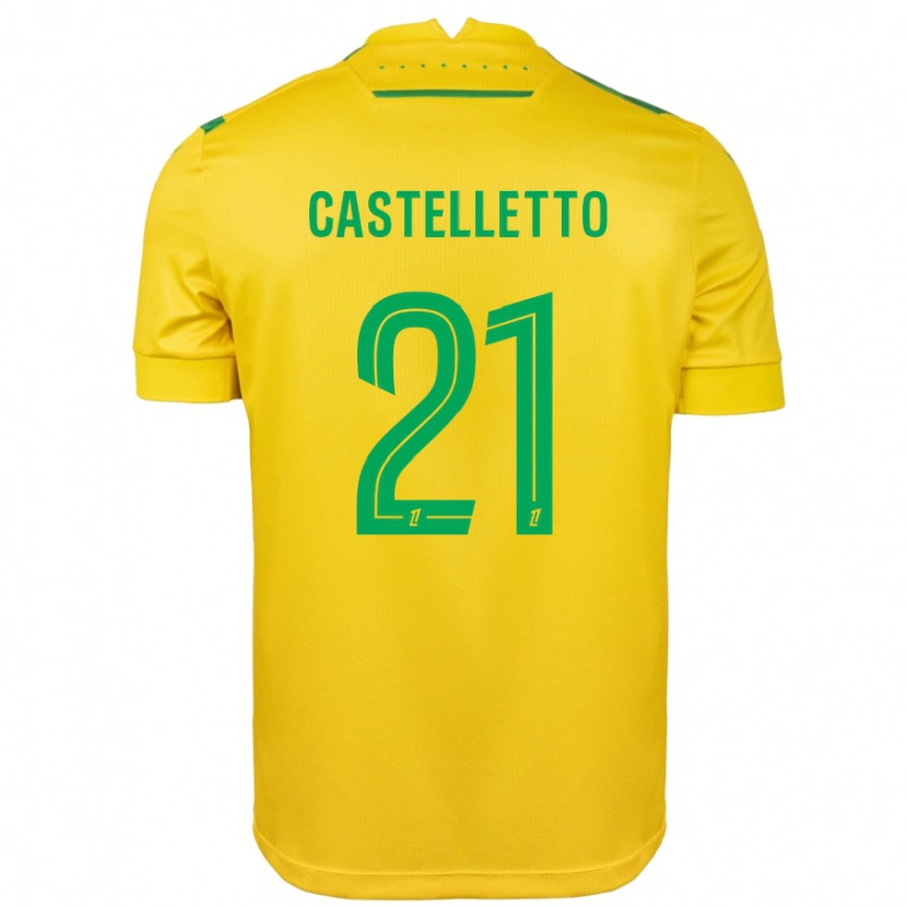 Danxen Homme Maillot Jean-Charles Castelletto #21 Jaune Vert Tenues Domicile 2024/25 T-Shirt