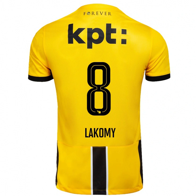 Danxen Homme Maillot Lukasz Lakomy #8 Jaune Noir Tenues Domicile 2024/25 T-Shirt