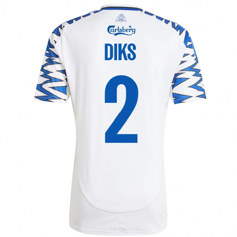 Danxen Homme Maillot Kevin Diks #2 Blanc Bleu Ciel Tenues Domicile 2024/25 T-Shirt