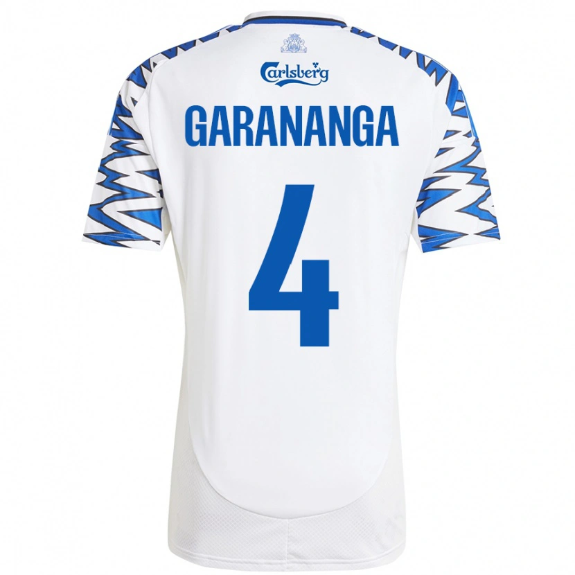 Danxen Homme Maillot Munashe Garananga #4 Blanc Bleu Ciel Tenues Domicile 2024/25 T-Shirt