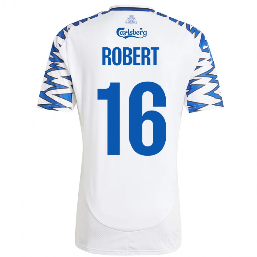 Danxen Homme Maillot Robert #16 Blanc Bleu Ciel Tenues Domicile 2024/25 T-Shirt