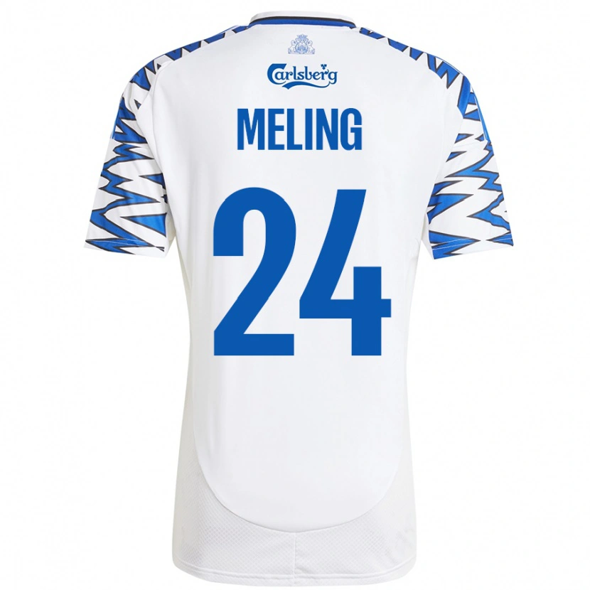 Danxen Homme Maillot Birger Meling #24 Blanc Bleu Ciel Tenues Domicile 2024/25 T-Shirt