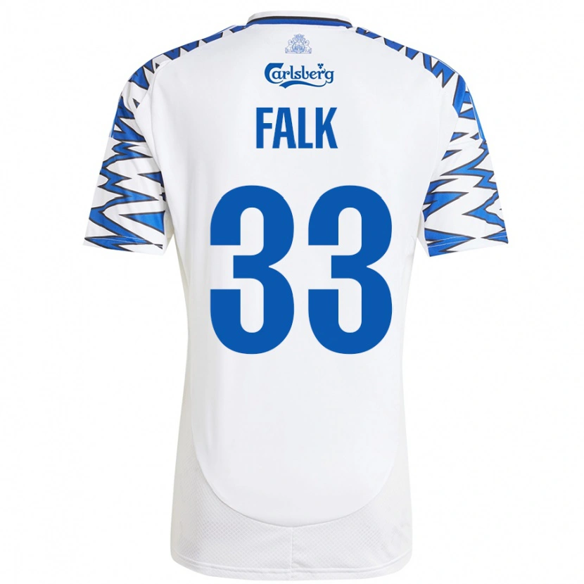 Danxen Homme Maillot Rasmus Falk #33 Blanc Bleu Ciel Tenues Domicile 2024/25 T-Shirt