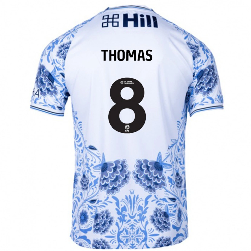 Danxen Homme Maillot George Thomas #8 Blanc Bleu Tenues Extérieur 2024/25 T-Shirt