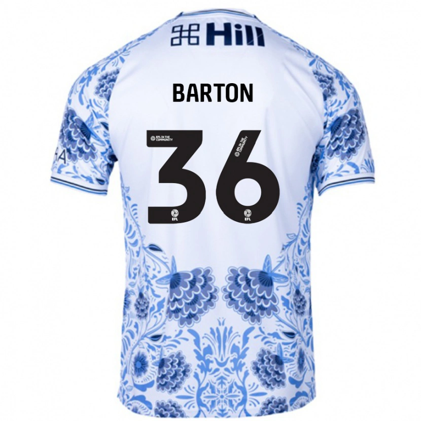Danxen Homme Maillot Dan Barton #36 Blanc Bleu Tenues Extérieur 2024/25 T-Shirt