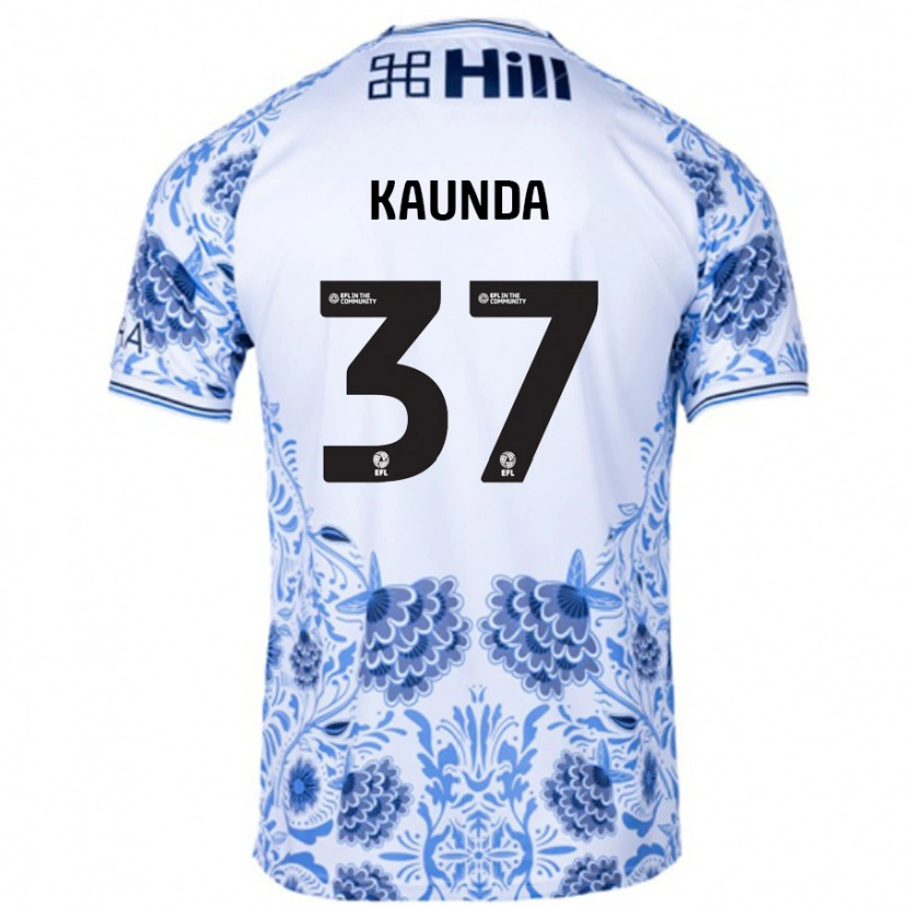 Danxen Homme Maillot Amaru Kaunda #37 Blanc Bleu Tenues Extérieur 2024/25 T-Shirt