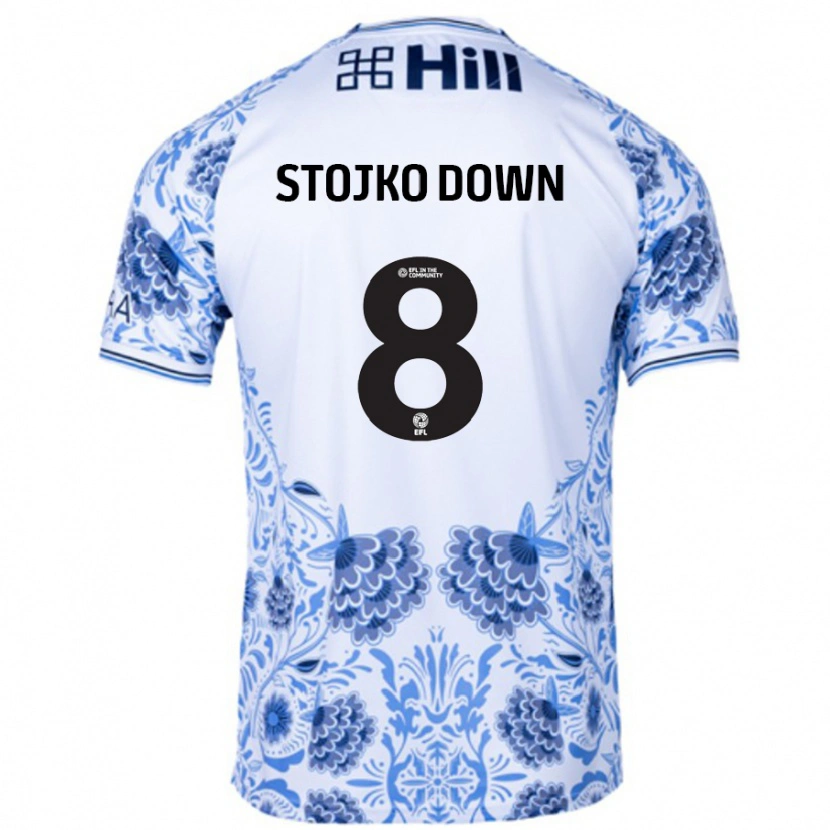 Danxen Homme Maillot Alysha Stojko-Down #8 Blanc Bleu Tenues Extérieur 2024/25 T-Shirt