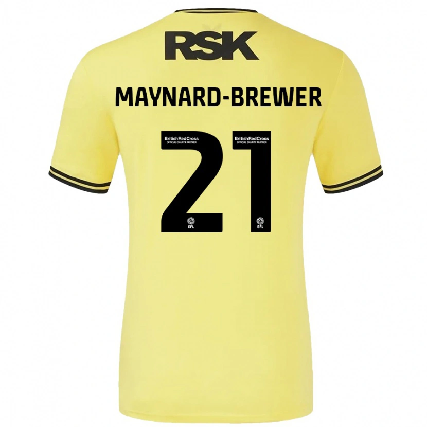 Danxen Homme Maillot Ashley Maynard-Brewer #21 Jaune Noir Tenues Extérieur 2024/25 T-Shirt