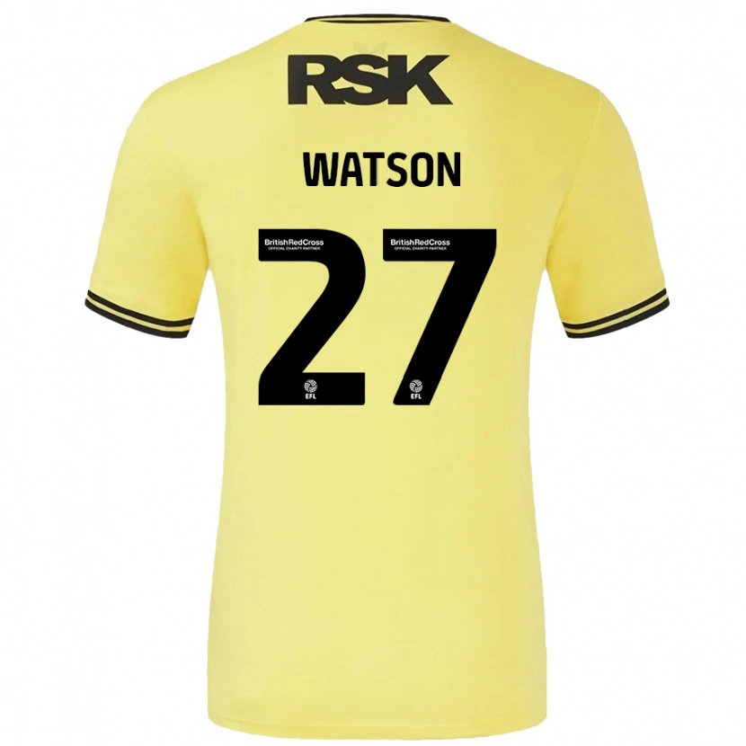 Danxen Homme Maillot Tennai Watson #27 Jaune Noir Tenues Extérieur 2024/25 T-Shirt