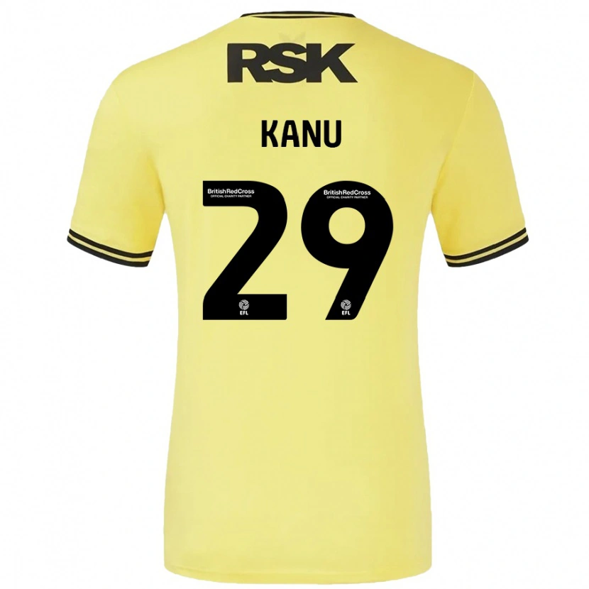 Danxen Homme Maillot Daniel Kanu #29 Jaune Noir Tenues Extérieur 2024/25 T-Shirt