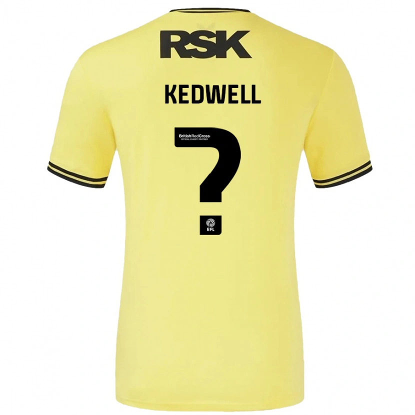 Danxen Homme Maillot Harvey Kedwell #0 Jaune Noir Tenues Extérieur 2024/25 T-Shirt