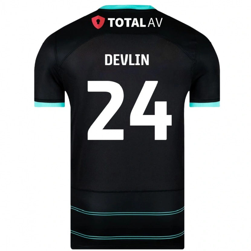 Danxen Homme Maillot Terry Devlin #24 Noir Tenues Extérieur 2024/25 T-Shirt