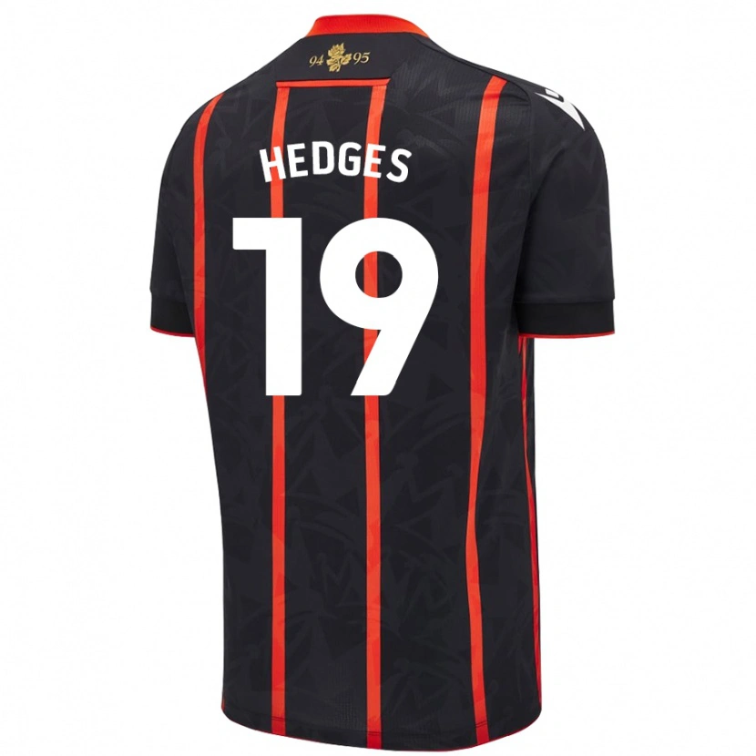 Danxen Homme Maillot Ryan Hedges #19 Noir Rouge Tenues Extérieur 2024/25 T-Shirt