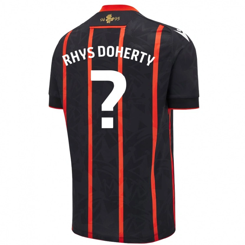 Danxen Homme Maillot Rhys Doherty #0 Noir Rouge Tenues Extérieur 2024/25 T-Shirt