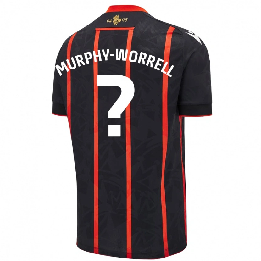 Danxen Homme Maillot Paul Murphy-Worrell #0 Noir Rouge Tenues Extérieur 2024/25 T-Shirt