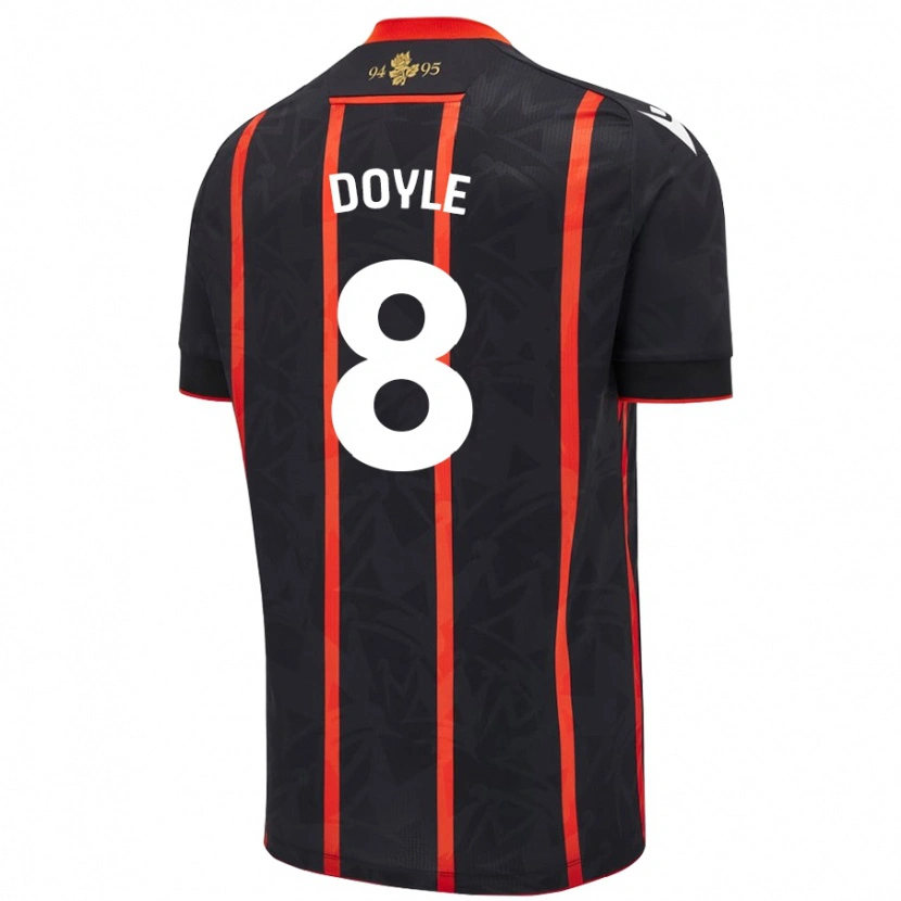 Danxen Homme Maillot Emma Doyle #8 Noir Rouge Tenues Extérieur 2024/25 T-Shirt