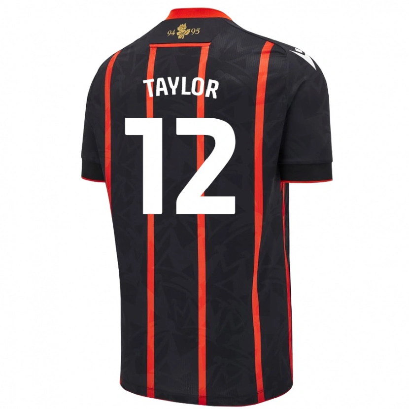 Danxen Homme Maillot Emma Taylor #12 Noir Rouge Tenues Extérieur 2024/25 T-Shirt