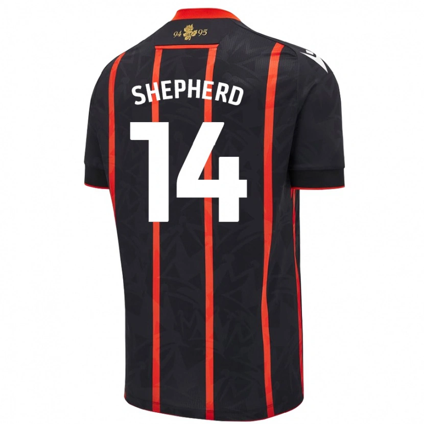 Danxen Homme Maillot Lucy Shepherd #14 Noir Rouge Tenues Extérieur 2024/25 T-Shirt