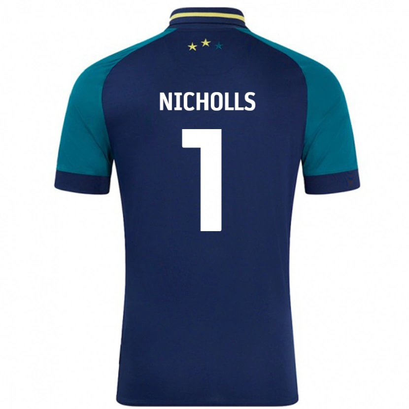 Danxen Homme Maillot Lee Nicholls #1 Marine Vert Foncé Tenues Extérieur 2024/25 T-Shirt