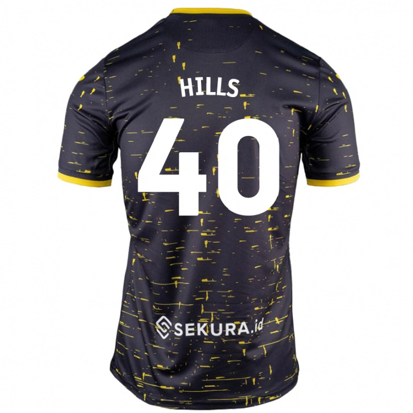 Danxen Homme Maillot Brad Hills #40 Noir Jaune Tenues Extérieur 2024/25 T-Shirt