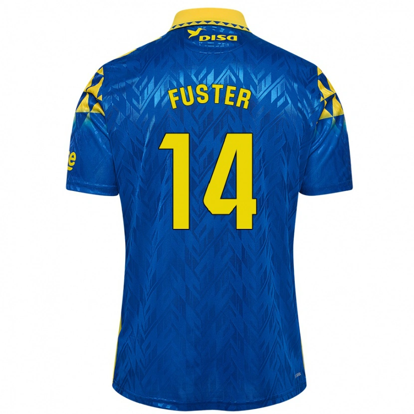 Danxen Homme Maillot Manu Fuster #14 Bleu Jaune Tenues Extérieur 2024/25 T-Shirt