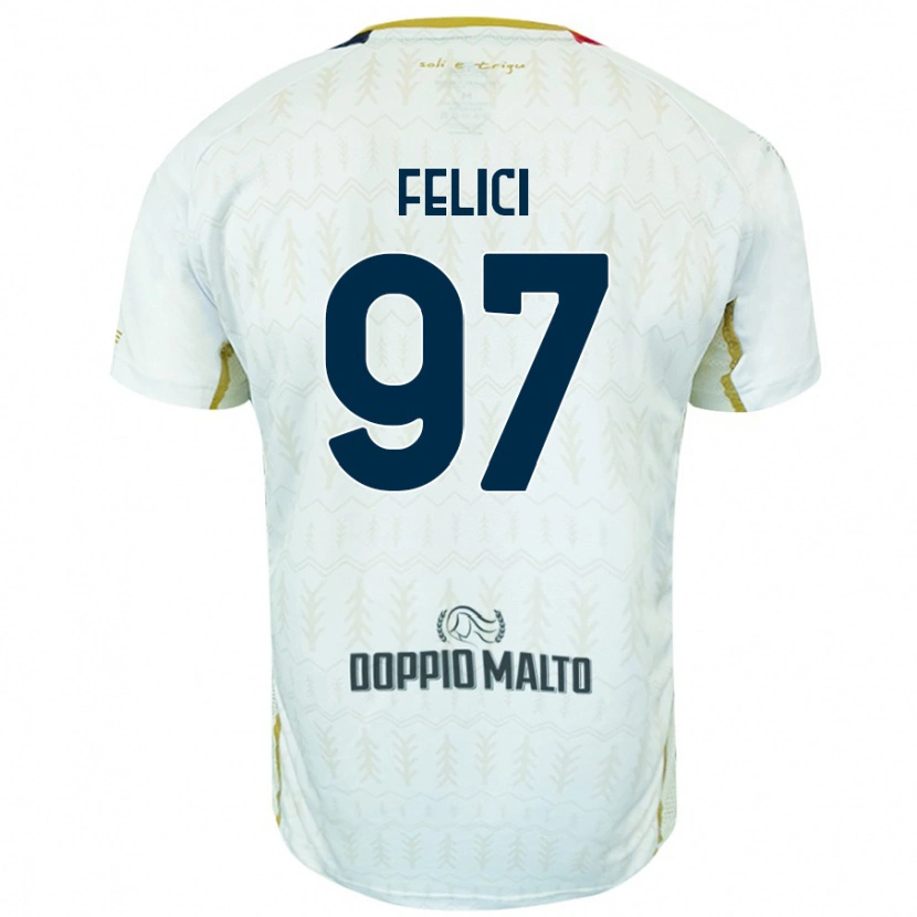 Danxen Homme Maillot Mattia Felici #97 Blanc Tenues Extérieur 2024/25 T-Shirt