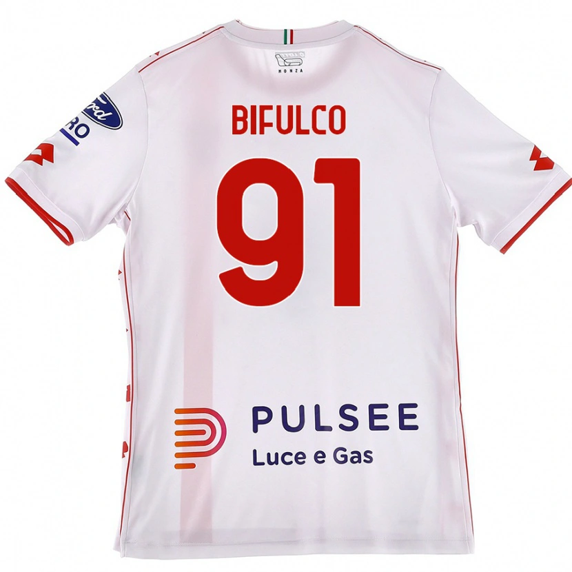 Danxen Homme Maillot Davide Bifulco #91 Blanc Rouge Tenues Extérieur 2024/25 T-Shirt
