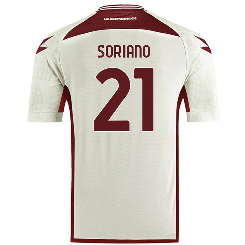 Danxen Homme Maillot Roberto Soriano #21 Couleur Crème Tenues Extérieur 2024/25 T-Shirt