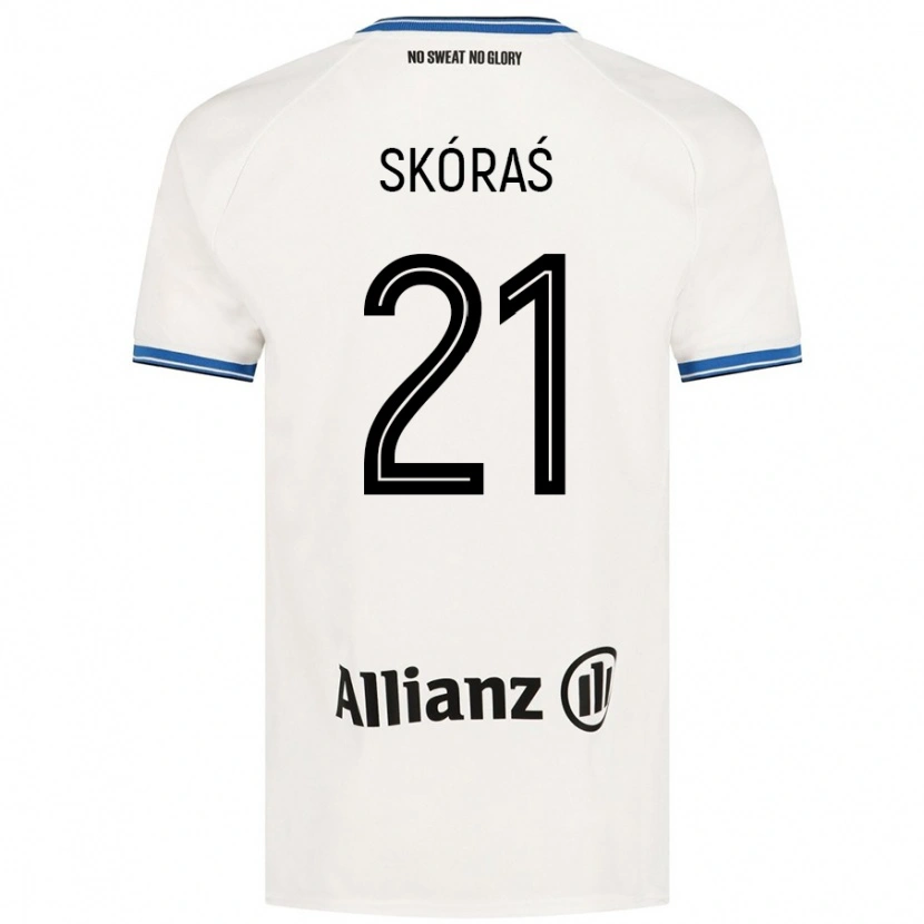 Danxen Homme Maillot Michal Skoras #21 Blanc Tenues Extérieur 2024/25 T-Shirt