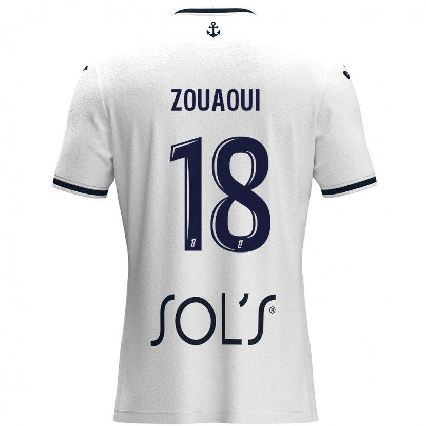 Danxen Homme Maillot Yanis Zouaoui #18 Blanc Bleu Foncé Tenues Extérieur 2024/25 T-Shirt