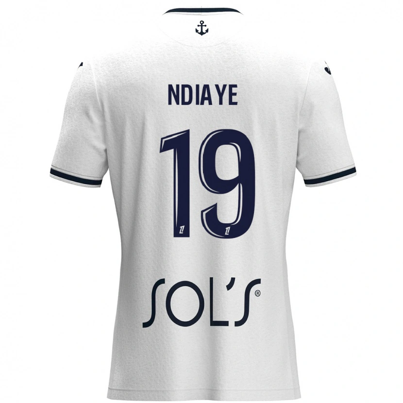 Danxen Homme Maillot Rassoul Ndiaye #19 Blanc Bleu Foncé Tenues Extérieur 2024/25 T-Shirt