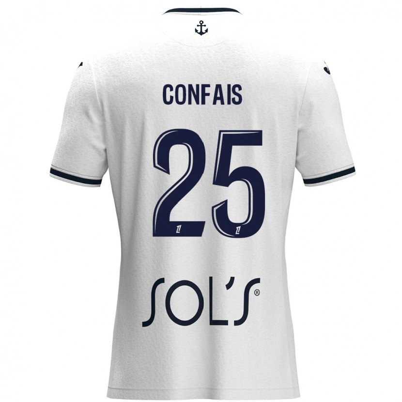 Danxen Homme Maillot Aloïs Confais #25 Blanc Bleu Foncé Tenues Extérieur 2024/25 T-Shirt