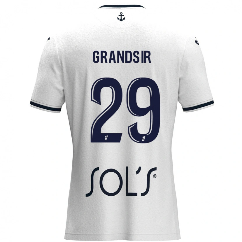 Danxen Homme Maillot Samuel Grandsir #29 Blanc Bleu Foncé Tenues Extérieur 2024/25 T-Shirt