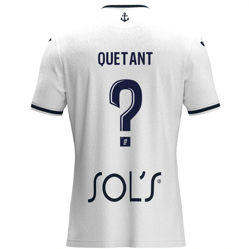 Danxen Homme Maillot Kenny Quetant #0 Blanc Bleu Foncé Tenues Extérieur 2024/25 T-Shirt