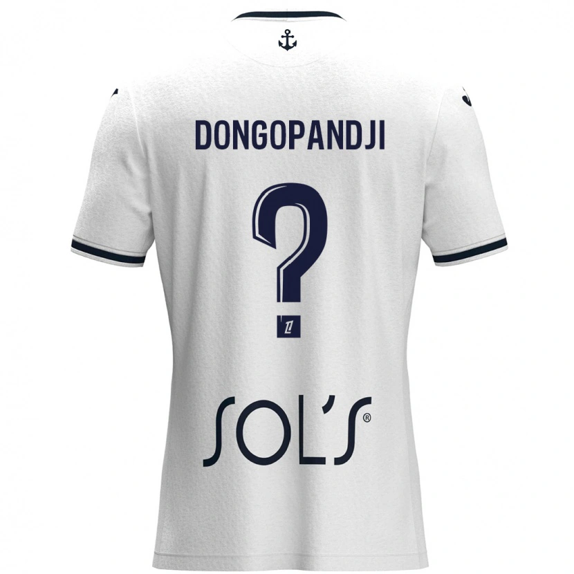 Danxen Homme Maillot Hakim Dongopandji #0 Blanc Bleu Foncé Tenues Extérieur 2024/25 T-Shirt