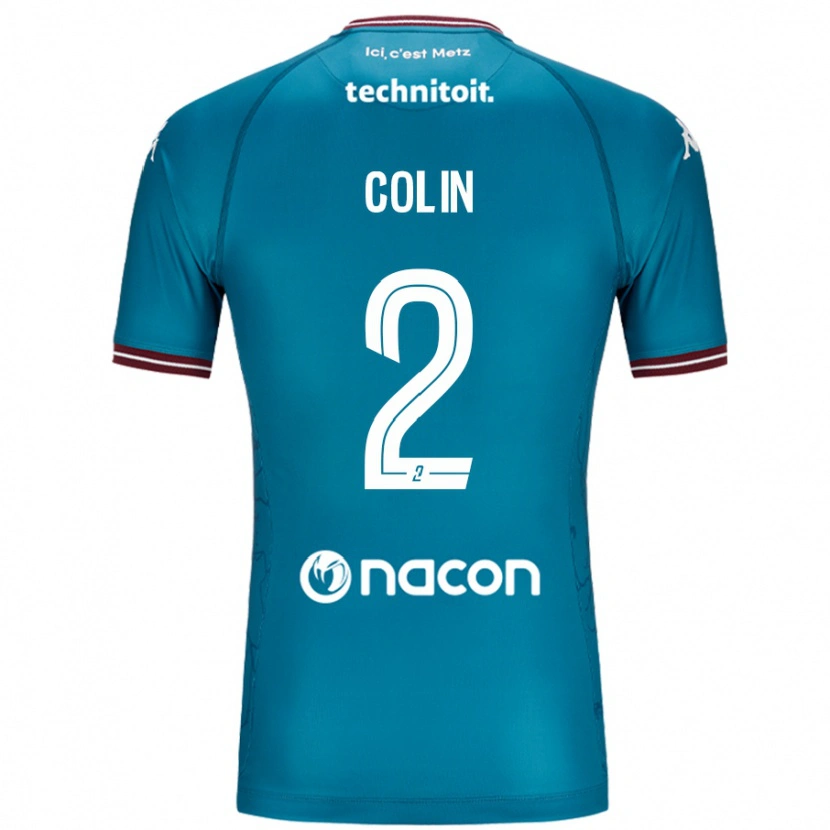 Danxen Homme Maillot Maxime Colin #2 Bleu Pétrole Tenues Extérieur 2024/25 T-Shirt